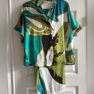 Elie Tahari Green and Black Print Ensemble Beautiful!